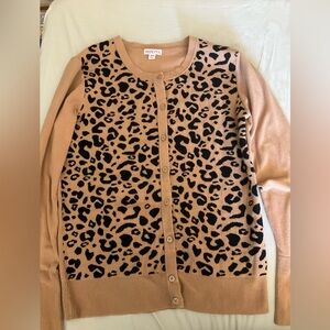 Merona Leopard Print Size Medium Cotton Cozy Chic Cardigan